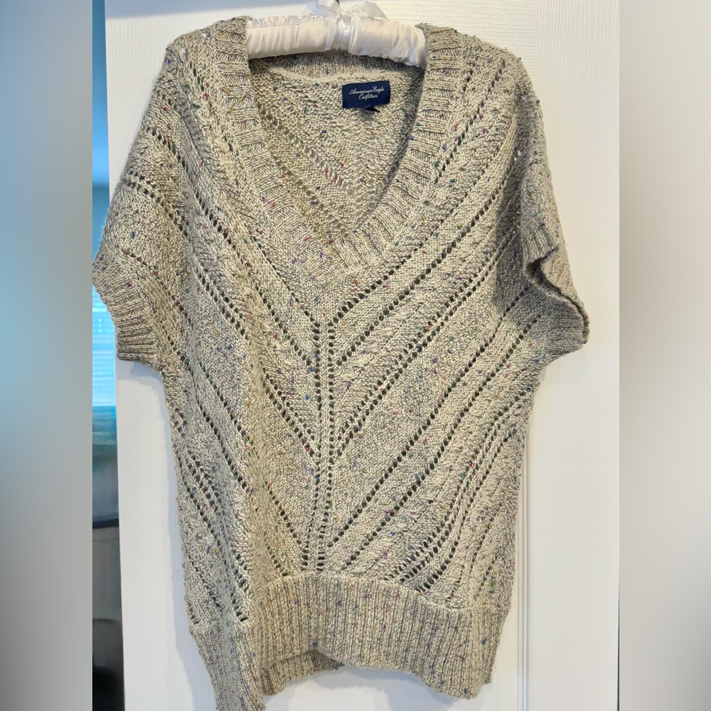 Speckled American Eagle Sham Sweater - Tan w/ colored speckles